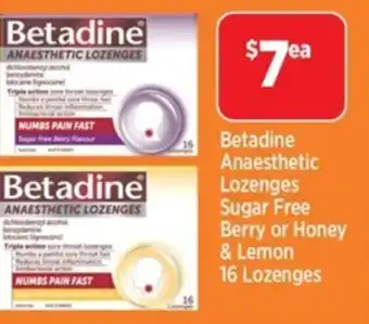 Star Discount Chemist Betadine Anaesthetic Lozenges Sugar Free Berry or Honey & Lemon 16 Lozenges offer