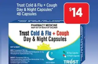 Star Discount Chemist Trust Cold & Flu + Cough Day & Night Capsules* 48 Capsules offer