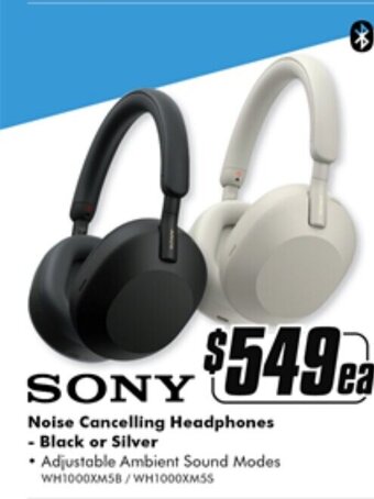 The Good Guys SONY Noise Cancelling Headphones - Black or Silver offer