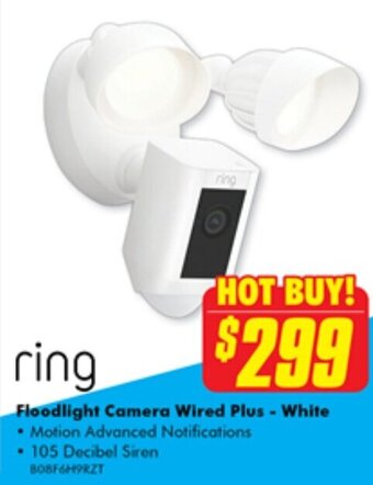 The Good Guys Floodlight Camera Wired Plus - White offer