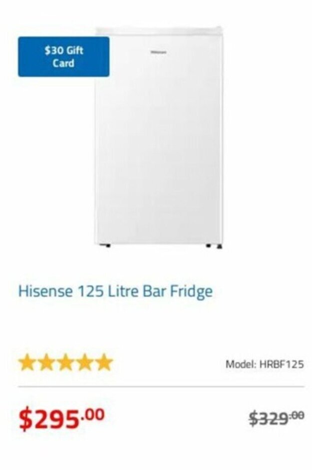 Hisense 125 Litre Bar Fridge offer at Betta