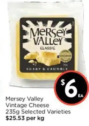 Foodworks Mersey Valley Vintage Cheese 235gm offer
