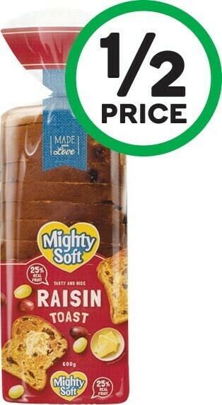 Woolworths Mighty Soft Raisin Toast 600g offer