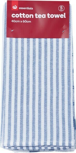 Woolworths Essentials Cotton Tea Towel Pk 5 offer