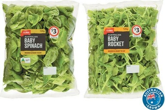 Coles Coles Australian Baby Spinach, Baby Rocket or Baby Spinach & Rocket 120g Pack offer