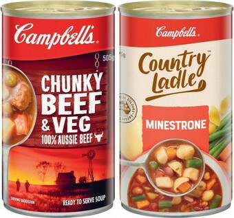 Coles Campbell’s Country Ladle or Chunky Soup 495g-505g offer