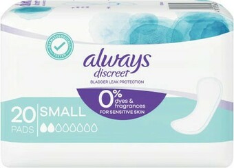 Coles Always Discreet Bladder Leak Protection 0% Dyes & Fragrances Pads 20 Pack offer