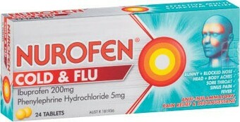 Coles Nurofen Cold & Flu Multi- Symptom Relief Tablets 200mg Ibuprofen 24 Pack^ offer