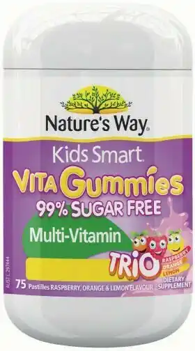 Coles Nature’s Way Kids Smart Vita Gummies 99% Sugar Free Multi-Vitamins Trio Pastilles 75 Pack offer