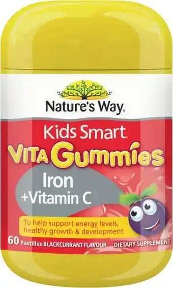 Coles Nature’s Way Kids Smart Vita Gummies Iron + Vitamin C Pastilles 60 Pack offer