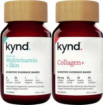 Kynd Multivitamin + Skin or Collagen+ Tablets 30 Pack