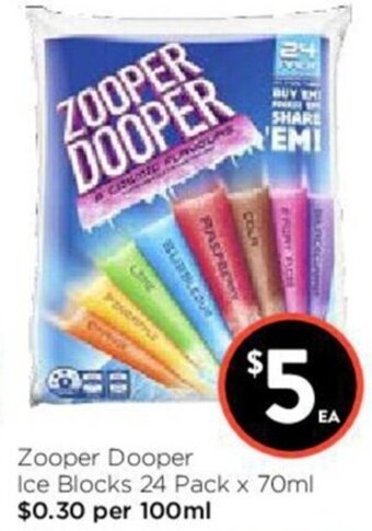 Foodworks Zooper Dooper Ice Blocks 24 pack x 70ml offer