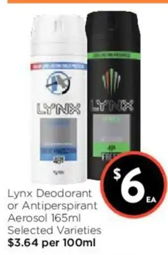 Foodworks Lynx Deodorant or Antiperspirant Aerosol 165ml offer