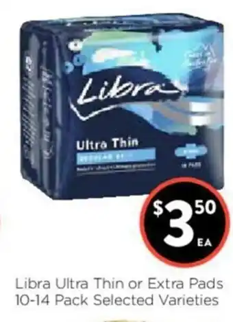 Foodworks Libra Ultra Thin or Extra Pads 10-14 pack offer