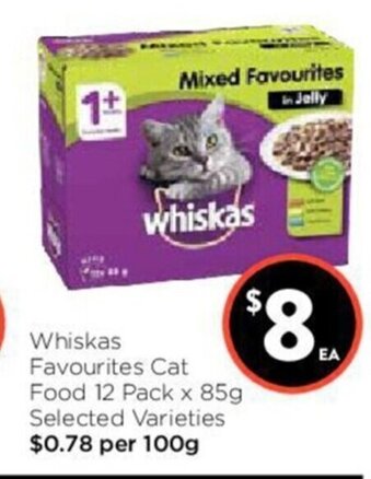 Foodworks Whiskas Favourites Cat Food 12 pack x 85g offer