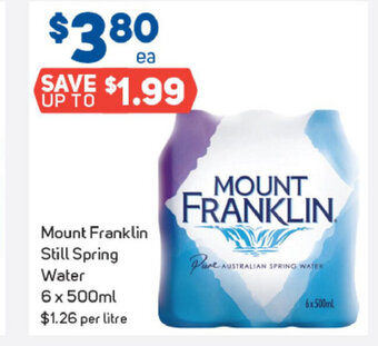 Foodland Mount Franklin Still Spring Water 6 x 500mL offer