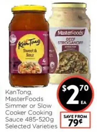 Foodworks Kan TOng, Master Foods Simmer or Slow Cooker Cooking Sauce 485-520g offer