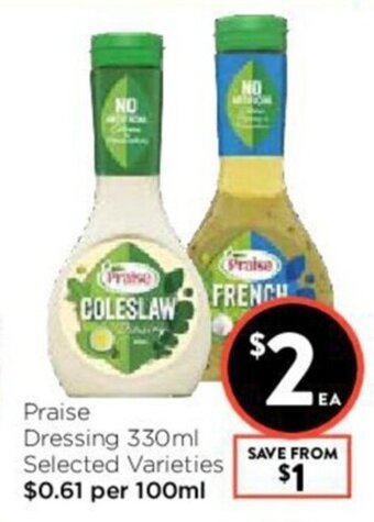 Foodworks Praise Dressing 330ml offer