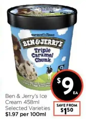 Foodworks Ben & Jerry's Ice Cream 458ml offer