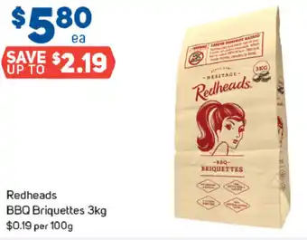 Foodland Redheads BBQ Briquettes 3kg offer