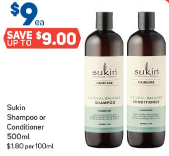Foodland Sukin Shampoo or Conditioner 500ml offer