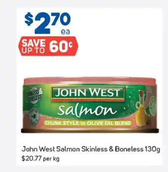 Foodland John West Salmon Skinless & Boneless 130g offer