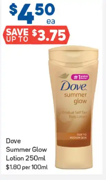 Foodland Dove Summer Glow Lotion 250ml offer