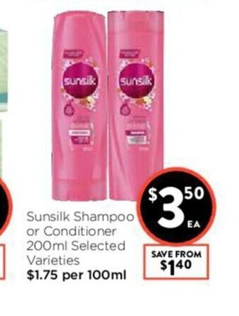 Foodworks Sunsilk Shampoo or Conditioner 200ml offer