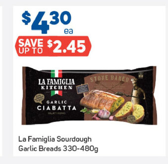Foodland La Famiglia Sourdough Garlic Breads 330-480g offer