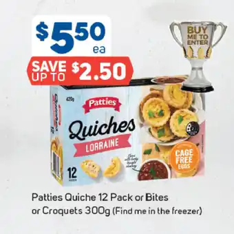 Foodland Patties Quiche 12 Pack or Bites or Croquets 300g offer