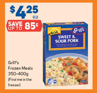 Foodland Griff's Frozen Meals 350-400g offer