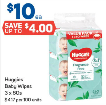 Foodland Huggies Baby Wipes 3x80s offer