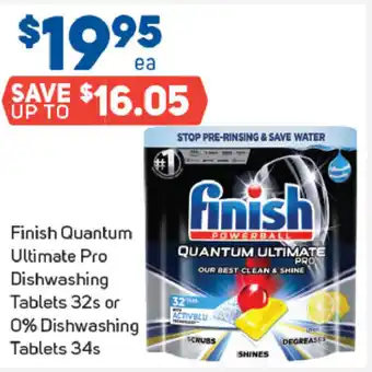 Foodland Finish Quantum Ultimate Pro Dishwashing Tablets 32s or 0% Dishwashing Tablets 34s offer