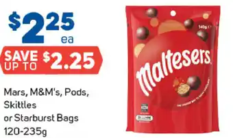 Mars, M&M's, Pods, Skittles or Starburst Bags