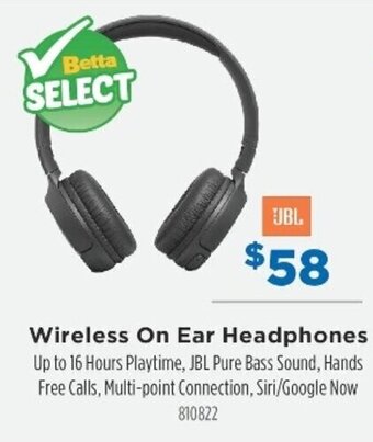 Betta JBL Wireless On Ear Headphones offer