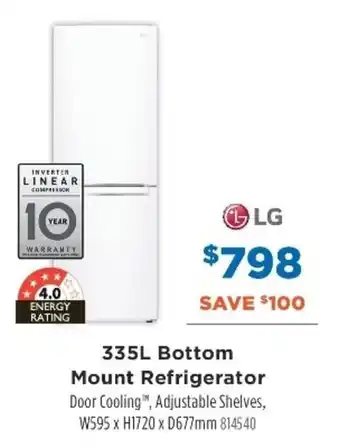 Betta LG 335L Bottom Mount Refrigerator offer