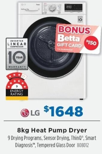 LG 8kg Heat Pump Dryer