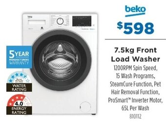 Betta Beko 7.5kg Front Load Washer offer