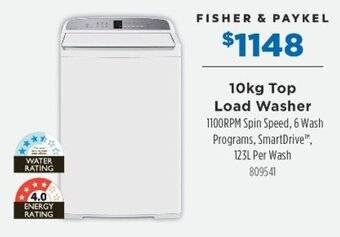 Betta Fisher & Paykel 10kg Top Load Washer offer
