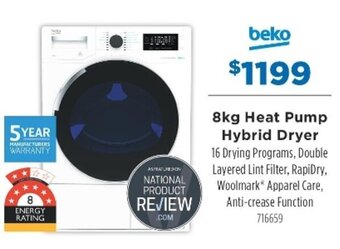 Betta Beko 8kg Heat Pump Hybrid Dryer offer