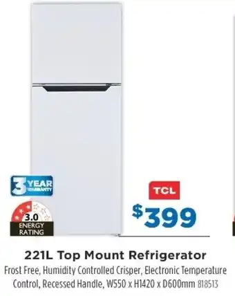 Betta TCL 221L Top Mount Refrigerator offer