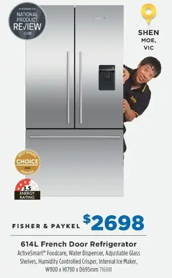 Betta Fisher & Paykel 614L French door Refrigerator offer