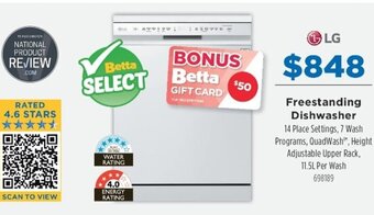 Betta LG Freestanding Dishwasher offer