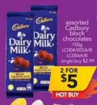 Cheap as Chips Assorted Cadbury Block Chocolates 150g offer