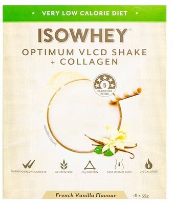 healthylife Isowhey vlcd (very low calorie diet) & collagen shake french vanilla 18x55g offer