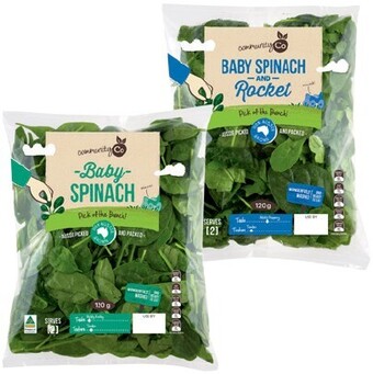 IGA Community co baby spinach 120g or spinach & rocket 120g offer