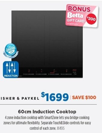 Betta Fisher & Paykel 60cm Induction Cooktop offer