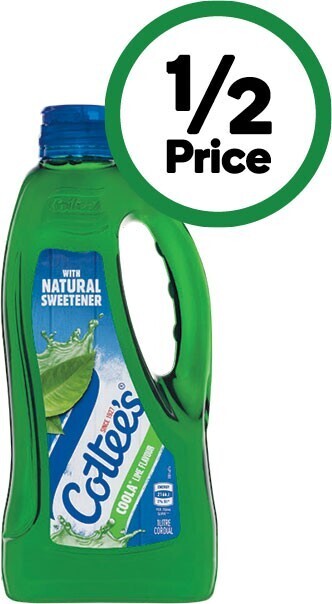 Woolworths Cottee’s cordial 1 litre offer