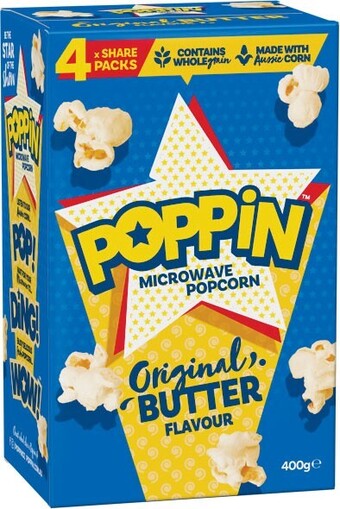 Woolworths Poppin microwave popcorn 4 x 100g offer