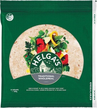 Woolworths Helga’s wraps varieties 250-508g pk 5-8 – excludes lower carb & prebiotic offer